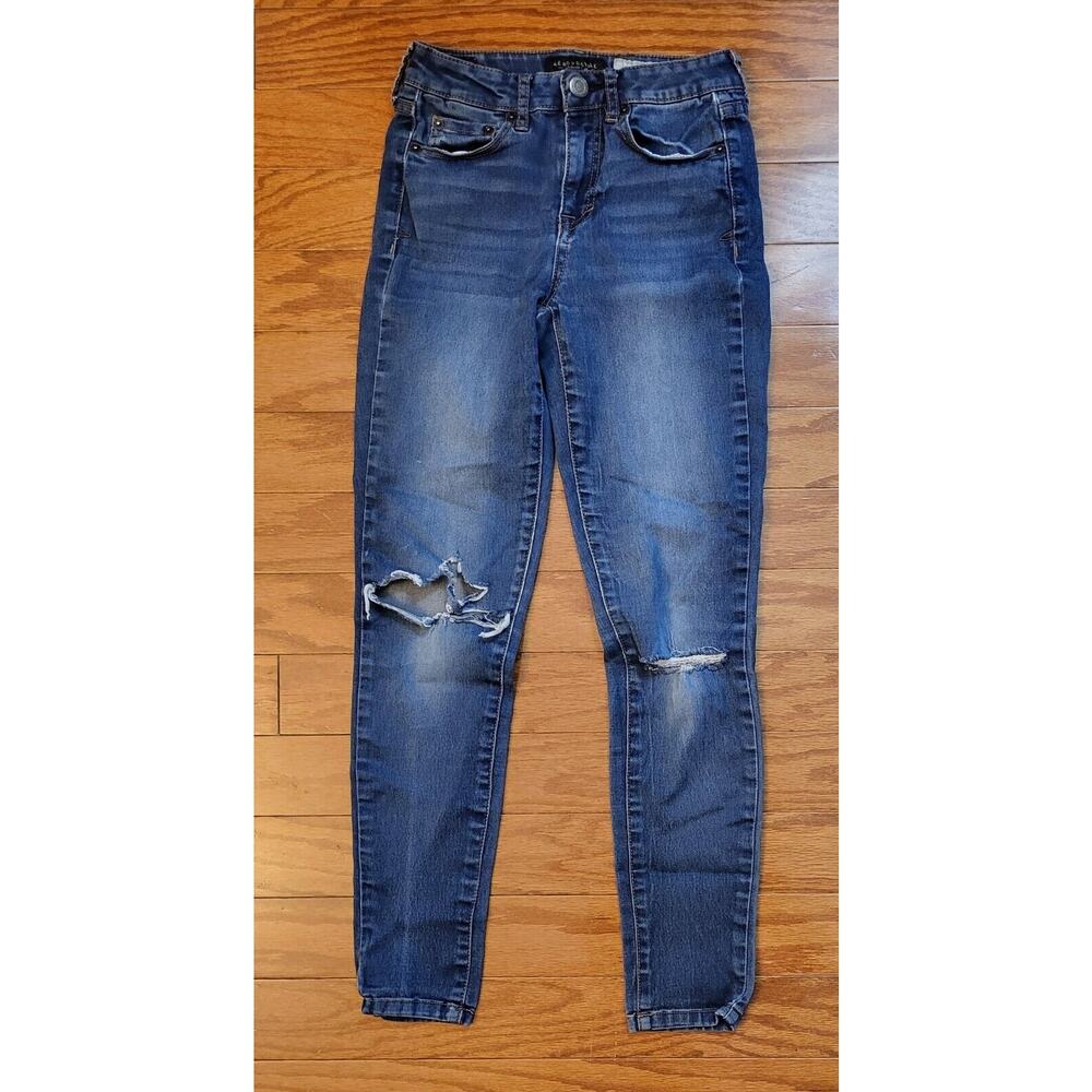 Aeropostale Jegging Size 0 Womens High Waisted Distressed Measures W24xL28